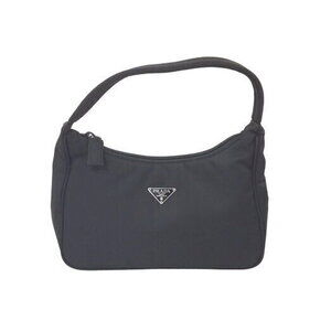 Prada Hobo Handbag Triangle Logo Plate Nylon Black